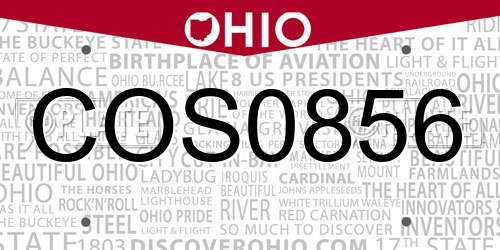 COS0856 Ohio License Plate