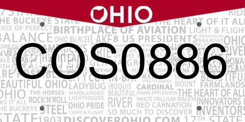 COS0886 Ohio License Plate
