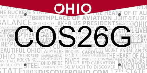 COS26G Ohio License Plate