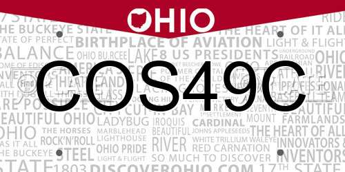 COS49C Ohio License Plate