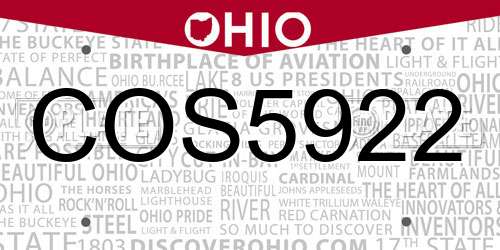 COS5922 Ohio License Plate