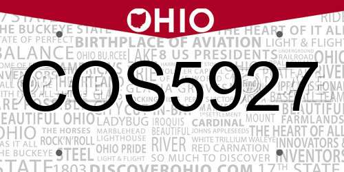 COS5927 Ohio License Plate