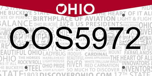 COS5972 Ohio License Plate