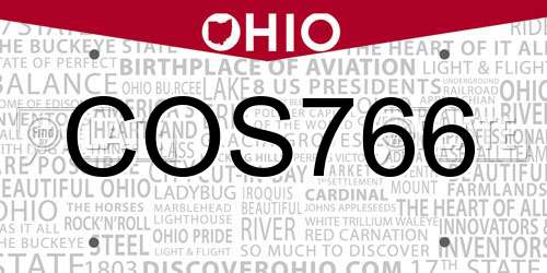 COS766 Ohio License Plate