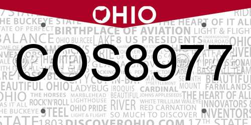 COS8977 Ohio License Plate