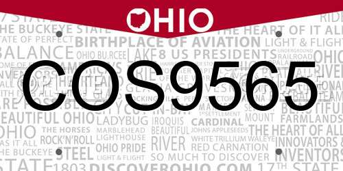 COS9565 Ohio License Plate