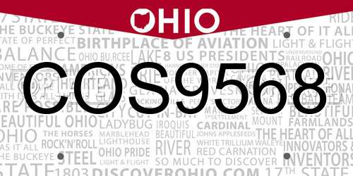 COS9568 Ohio License Plate