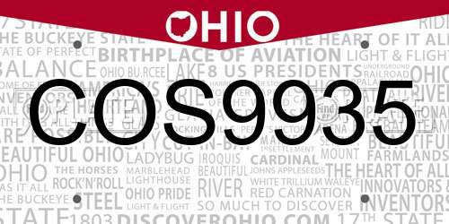 COS9935 Ohio License Plate