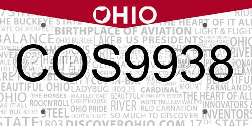COS9938 Ohio License Plate