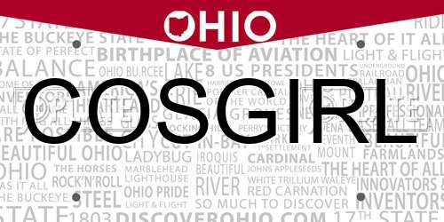 COSGIRL Ohio License Plate