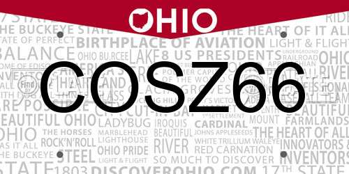 COSZ66 Ohio License Plate