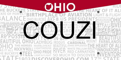 COUZI Ohio License Plate