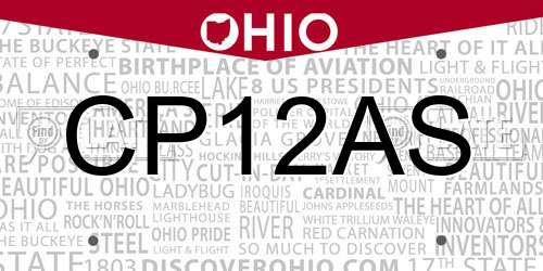 CP12AS Ohio License Plate