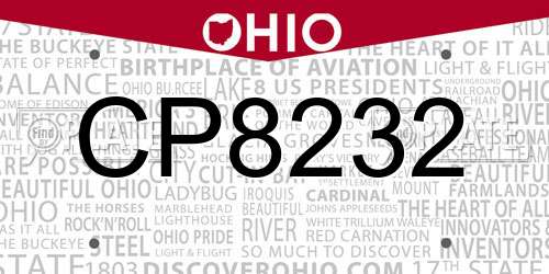 CP8232 Ohio License Plate