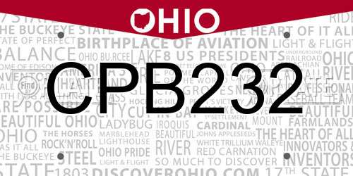 CPB232 Ohio License Plate
