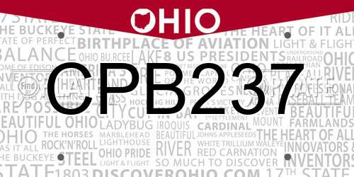 CPB237 Ohio License Plate