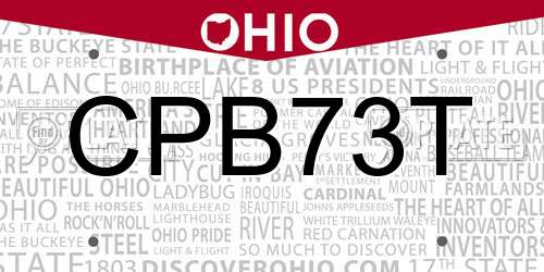 CPB73T Ohio License Plate