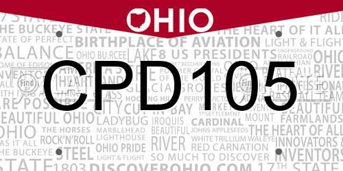 CPD105 Ohio License Plate