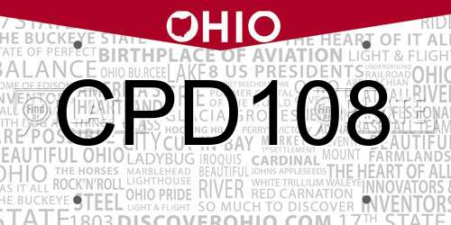 CPD108 Ohio License Plate