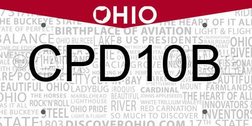 CPD10B Ohio License Plate