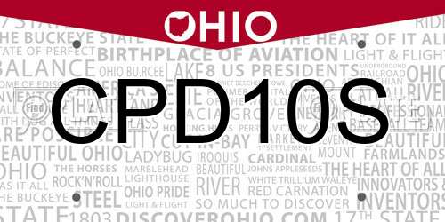 CPD10S Ohio License Plate