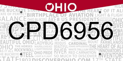 CPD6956 Ohio License Plate