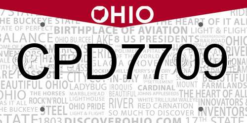 CPD7709 Ohio License Plate