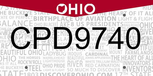 CPD9740 Ohio License Plate