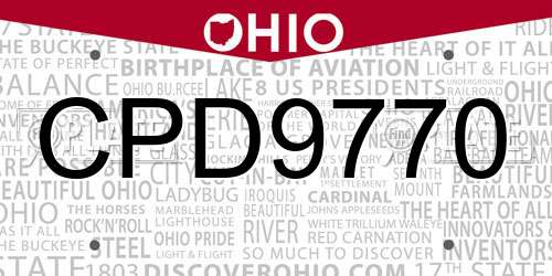 CPD9770 Ohio License Plate