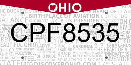 CPF8535 Ohio License Plate