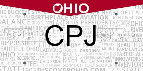 CPJ Ohio License Plate