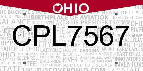 CPL7567 Ohio License Plate