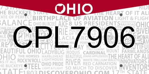 CPL7906 Ohio License Plate