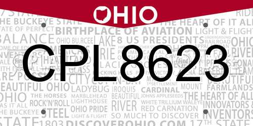 CPL8623 Ohio License Plate