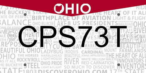 CPS73T Ohio License Plate