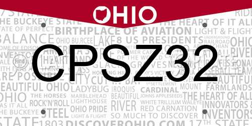 CPSZ32 Ohio License Plate