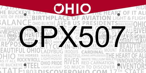 CPX507 Ohio License Plate