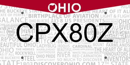 CPX80Z Ohio License Plate