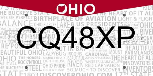 CQ48XP Ohio License Plate