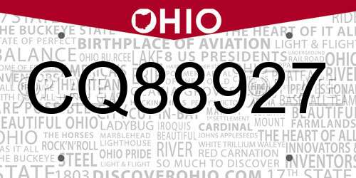 CQ88927 Ohio License Plate