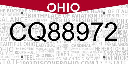 CQ88972 Ohio License Plate