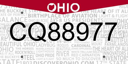 CQ88977 Ohio License Plate