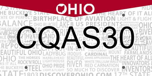 CQAS30 Ohio License Plate