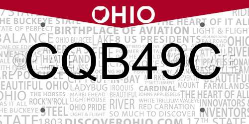 CQB49C Ohio License Plate