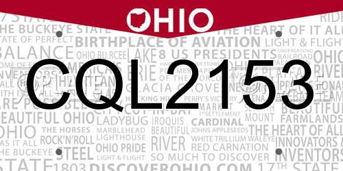 CQL2153 Ohio License Plate