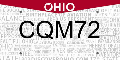 CQM72 Ohio License Plate