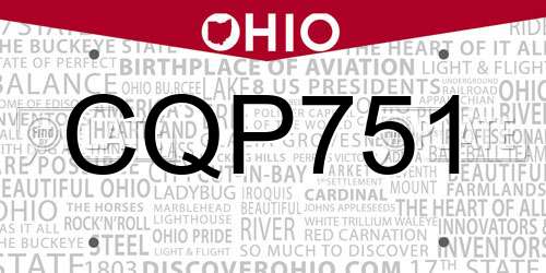 CQP751 Ohio License Plate