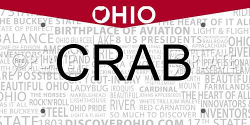 CRAB Ohio License Plate