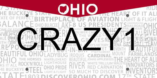 CRAZY1 Ohio License Plate