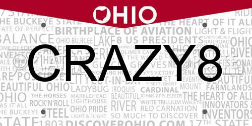 CRAZY8 Ohio License Plate